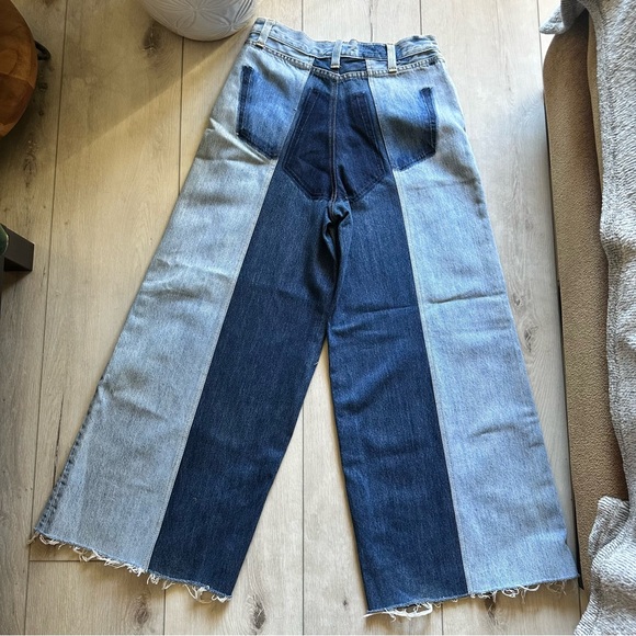 Vintage Reconstructed Levi’s Two-Tone Denim Jeans – Wide Leg Streetwear Size 29 - Picture 3 of 11